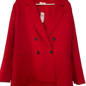 Anthropologie Double Breasted Red Blazer by Mauve